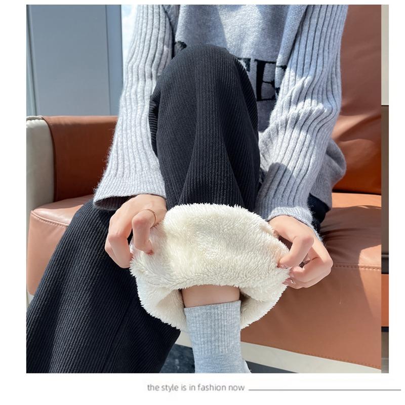 Women High Waist Casual Loose Pants Straight Wide Leg Female Thick Baggy Trousers