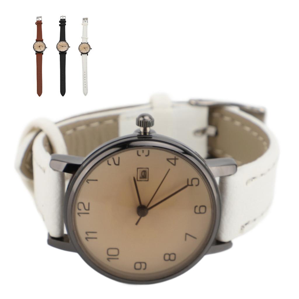 Women Simple Classic PU Leather Analog Quartz Watch Date Arabic Numerals Vintage Casual Watch for La