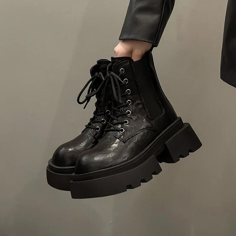 Mode Stiefeletten Damen Chelsea Boots Mittelhoch Absatz Plateau Schuhe 2024 Neu Heiß Verkauf Winter Designer Neu Laufen High Heels Zapatos