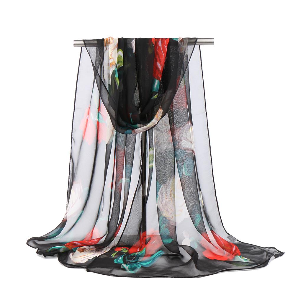 

New Fashion Floral Printing Beach Silk Scarf Shawls Female Long Wraps Beach Spring Summer Sunscreen Hijab For Women 160*50Cm