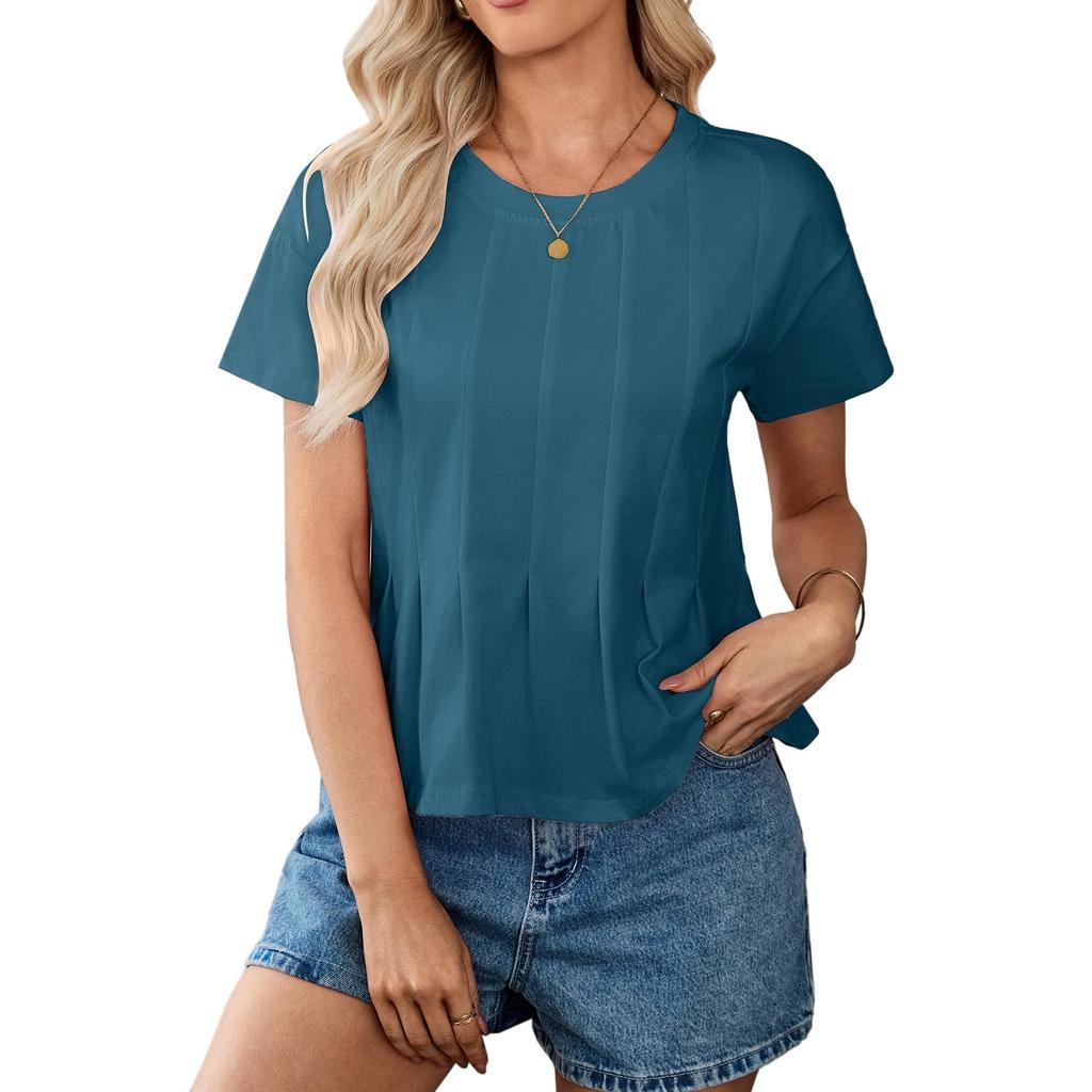 Women's Fashion Oversized Round Neck Short Sleeve T-Shirt Top