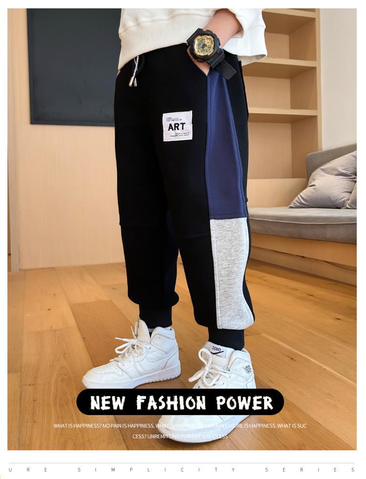 Boys Spring Autumn Block Casual Pants Korean Comfortable Sporty Trousers