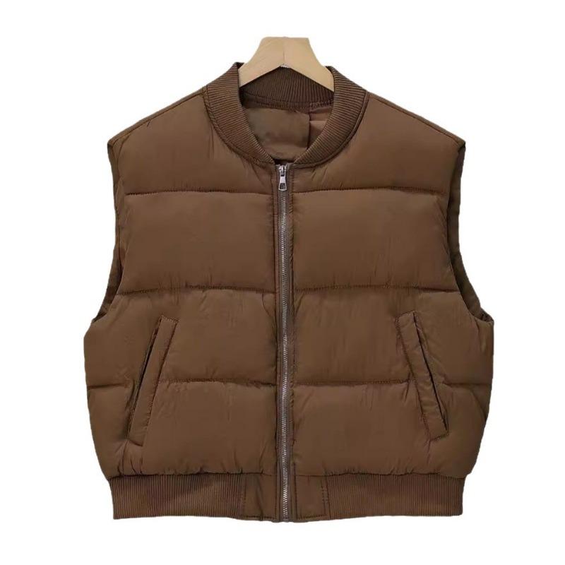 Cotton Vest Women's Autumn and Winter New Stand-up Collar Small Short Thickened Cotton Vest Jacket Tide