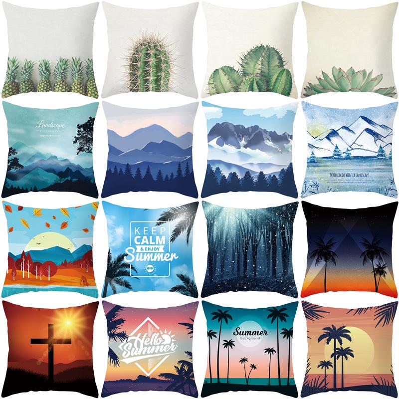 Ins Homewares Dusk Trees Sofa Car Pillow Cover Office Cushion Cover