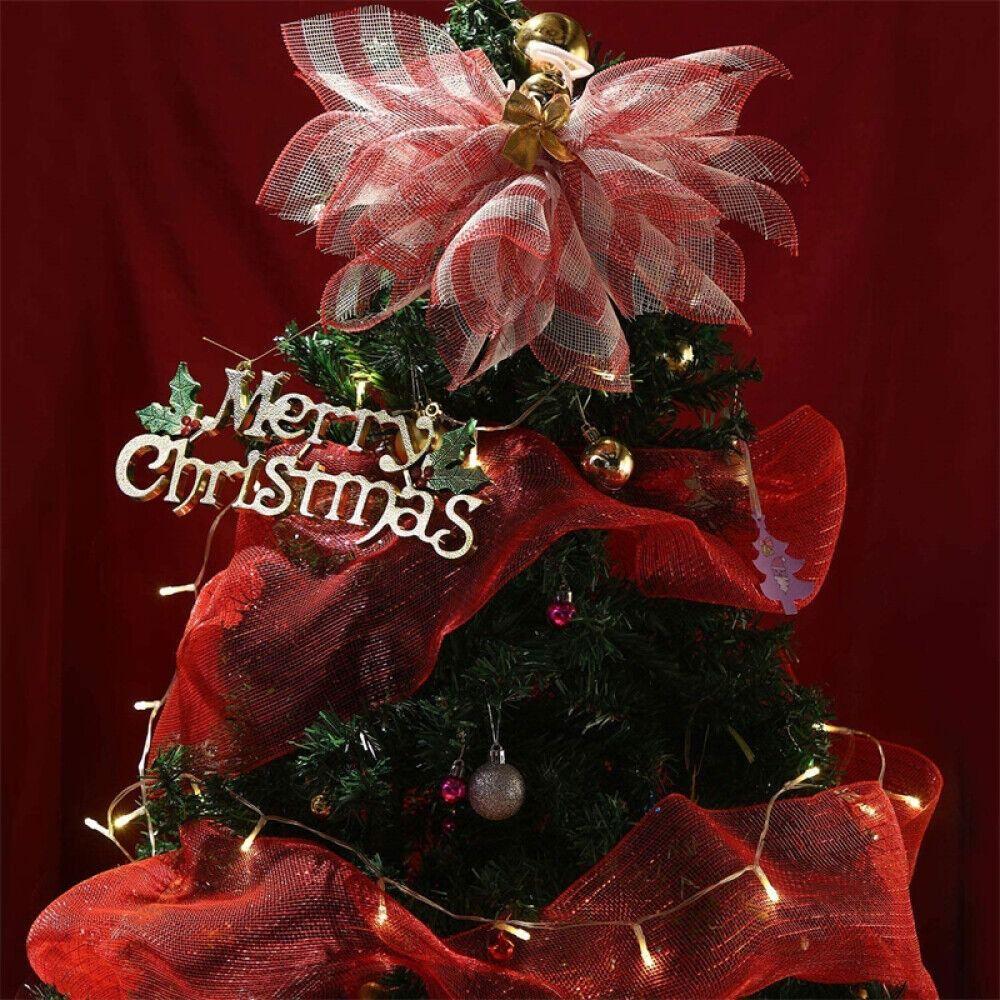 26cmx10 Yard Julkrans Träd Ränder Nät Presentförpackningsnät Fabri Godisstång Dekoration
