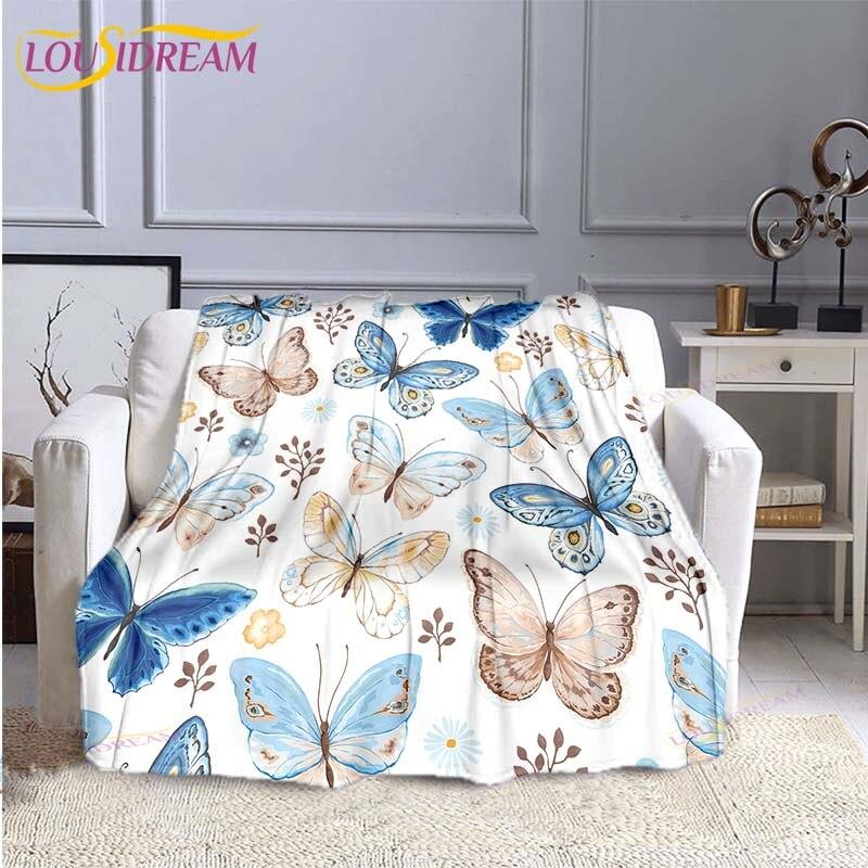 Butterfly Throw Blanket Soft Comfortable Sofa Blankets and Throws Flannel Blankets for Adults
