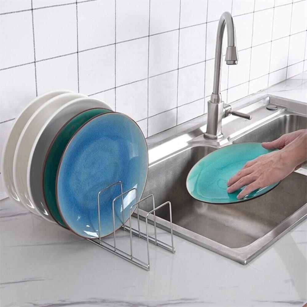 Stainless Steel Dish Draining Rack Silver Bowl Drying Holder Practical Plates Storage Rack  Kitchen