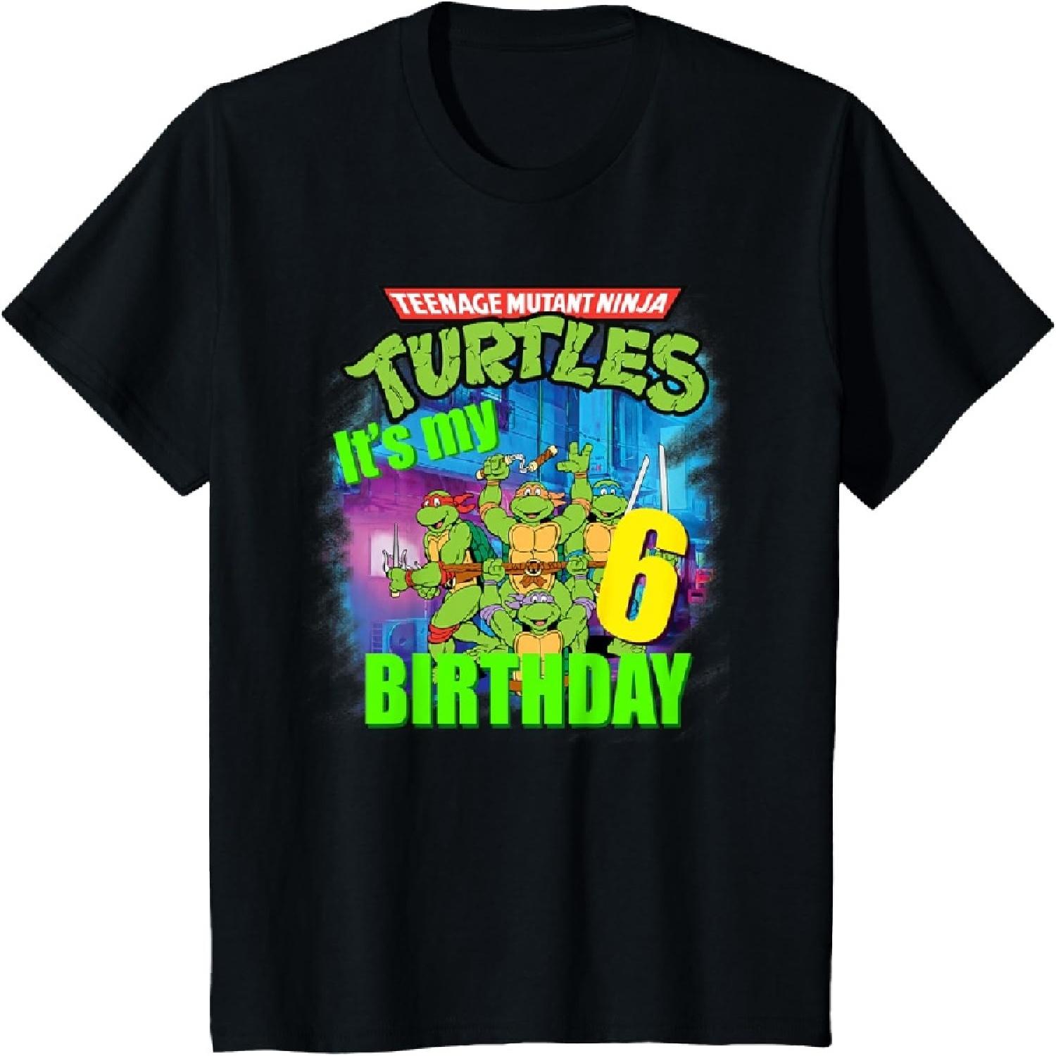 

Mademark Black 6th Birthday Shirt for Girls - Teenage Mutant Ninja Turtles Classic Retro Logo XXXXXL чорний