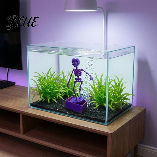 Dynamic Ornament for Shrimp Tanks Dancing Skeletons Aquarium Bubbler Decoration Halloween Skeleton Fish Tank Themed Landscaping Ornament 3D Printed