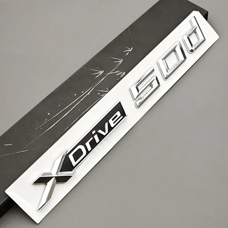 Für BMW X5 X7 XDrive 50d 55d Heck Außen Zubehör Logo XDrive 50d 55d Plakette ABS Chrom Schwarz Heckklappe Emblem Aufkleber