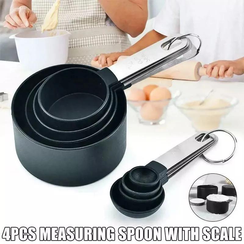 Hot 8Pcs/set Stainless Steel Measuring Cup and Spoon Set with Handle Accurate Scale Kitchen Tools for Baking Cooking Ingredients