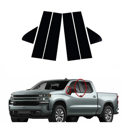 6PCS Black Pillar Posts Window Trim For CHEVY Silverado GMC Sierra 1500 2019-22