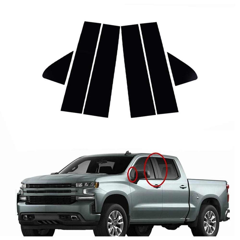 

6 шт. черные накладки на стойки окон для CHEVY Silverado GMC Sierra 1500 2019-22