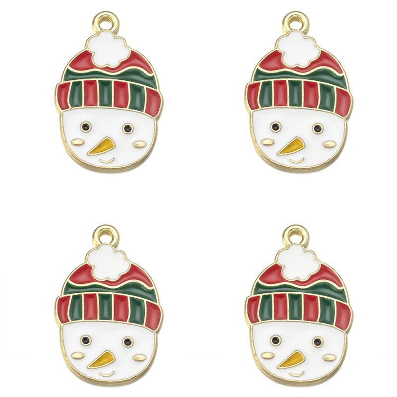 10pcs/lot Alloy Drip Oil Pendant Santa Claus Snowman Christmas Tree Charm Pendant For DIY Men Women Earrings Necklace Party Gift