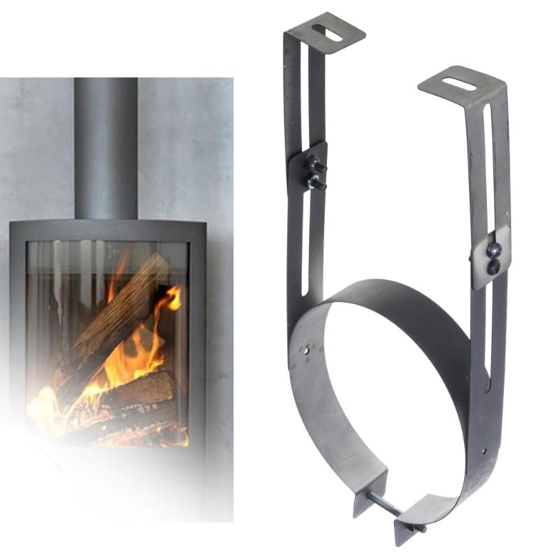 Portable Chimney Pipe Clamps Adjustable Sturdy Stainless Steel Holders for Wall Support Diameter 150 Mm Designs