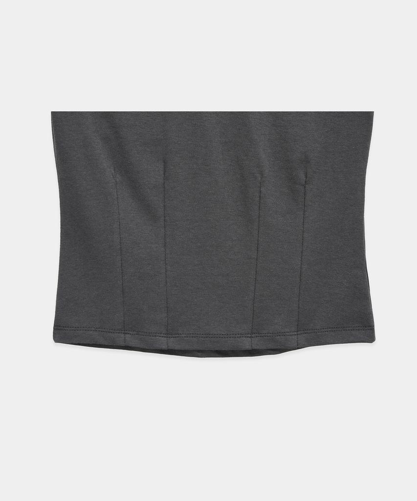 ETRE AU SOMMET Dart Line V-Neck Slim Top (Dark Gray)
