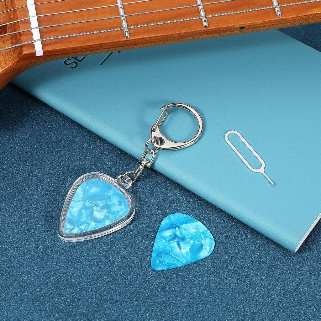 1pc Guitar Pick Holder Keychain - Heart-Shaped with Secure Lid, Durable Acrylic Guitar Pick Organizer for Musicians, Musicians
