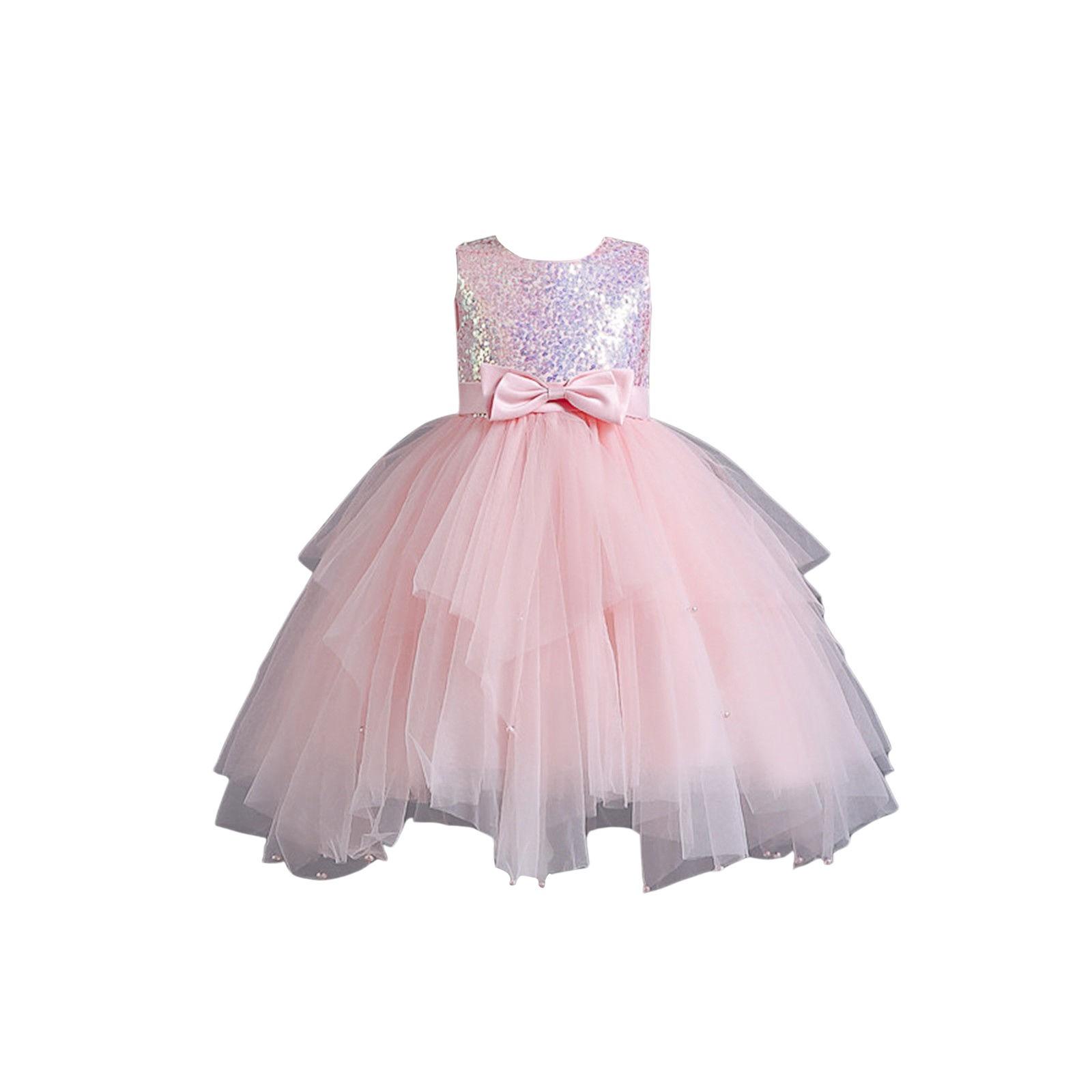 Детское платье с бисером для девочек Детское платье Платье принцессы без рукавов для девочки на один год 110