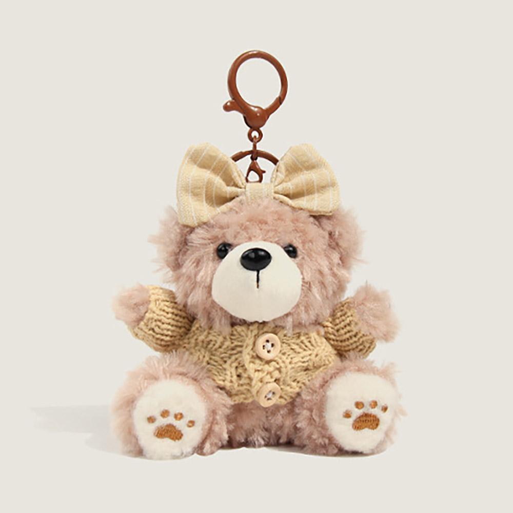 Süßer kleiner Bärenanhänger Schlüsselanhänger Cartoon-Tiere Plüschtier Rucksack Aufhänger Taschenanhänger Mädchen Schmuck Zubehör Geschenk A535 beige