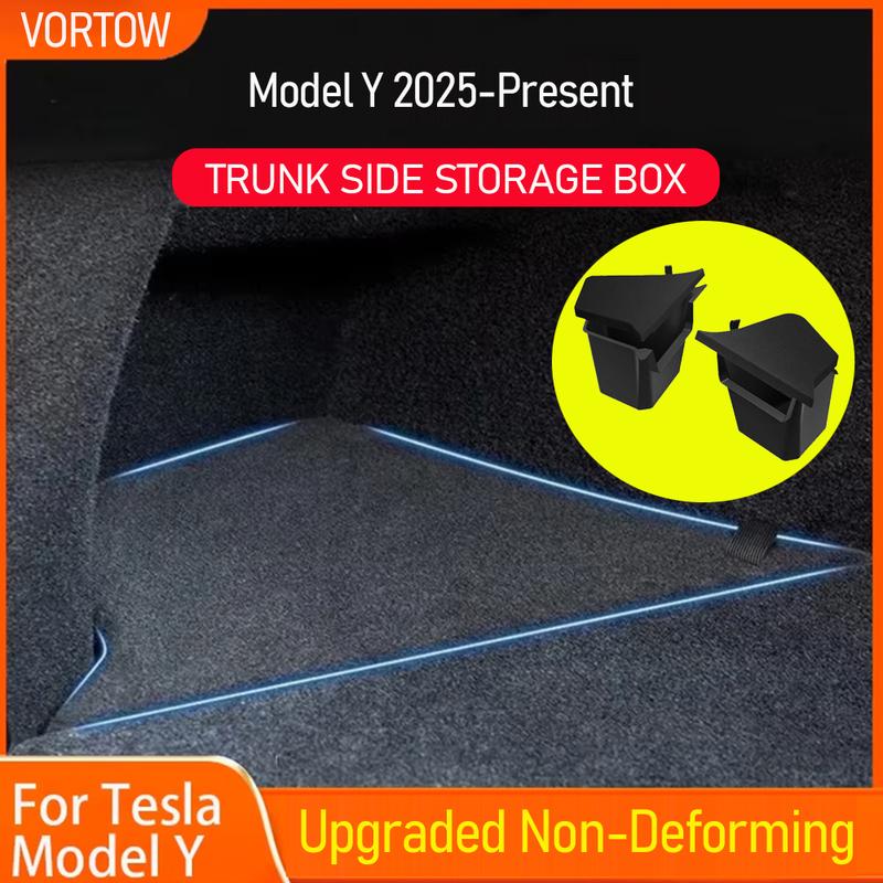 Trunk Side Storage Bins For Tesla Model Y Juniper 2026 2025 Cargo Compartment Organizer Bucket TPE Box & Carpet Lids Accessories