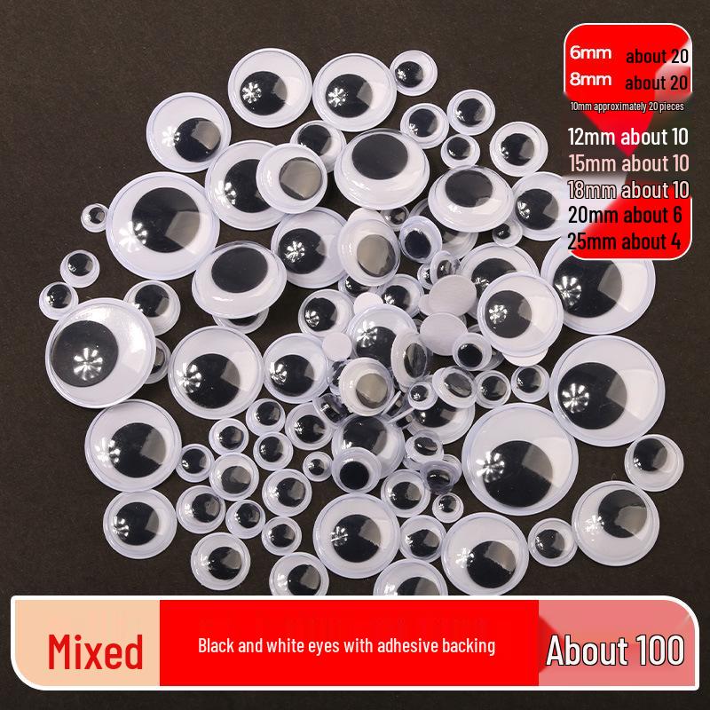 Kids' DIY Colored Eye Stickers for Crafting: Animal-Themed Black and White Eyeballs