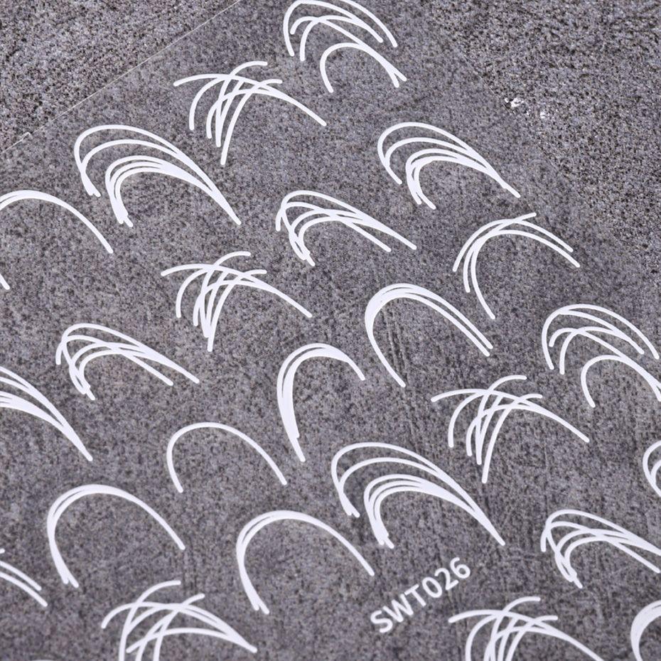 Minimalist French Starburst 3D Nail Stickers - Irregular Line Design