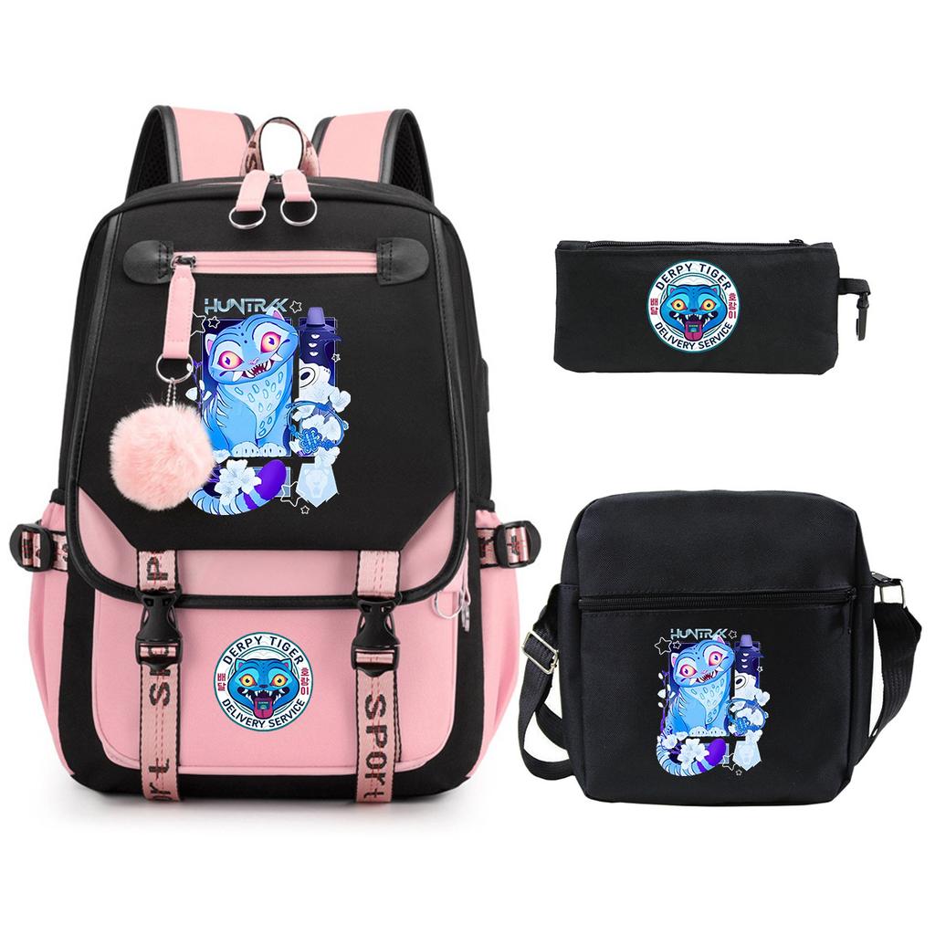 Witch Hunters Cartoon Peripheral Printing Children's Backpack Cross-border New Student School Bag Three-piece Shoulder Bag Pencil Bag