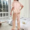 Women Pajama Set Sleepwear Spring Summer Sleepwear Pink Silk Satin Short Sleeve Top Shorts 2 Piece Casual Female Pijama Homewear