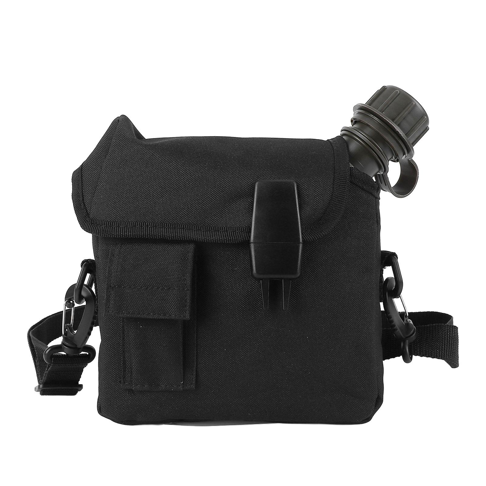 

Outdoor Water Bottle 1.5L Large Capacity Portable Flat Camping Water Bottle with Waist Bag for Outdoor Sports Hiking чёрный