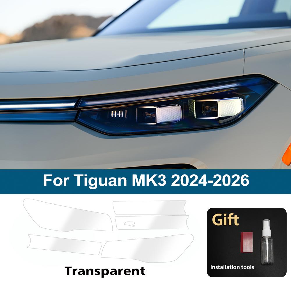 Smoke Black Pre Cut Car Headlight Protective Film For Volkswagen Tiguan MK3 5N MK2 Anti-Scratch High-Gloss Auto Vinyl Wrap Film