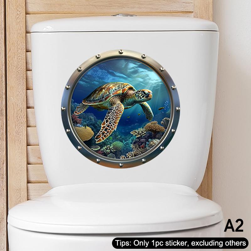 Adesivo WC Mondo Sottomarino Animali Marini Adesivo Murale Autoadesivo Rimovibile Impermeabile Decalcomanie Bagno Decorazioni per la Casa