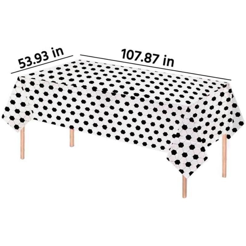 Soccer Tablecloth Waterproof Rectangle Black White Table Cover Cloths for Soccer Party Decorations, Sports Birthday Parties Accessory