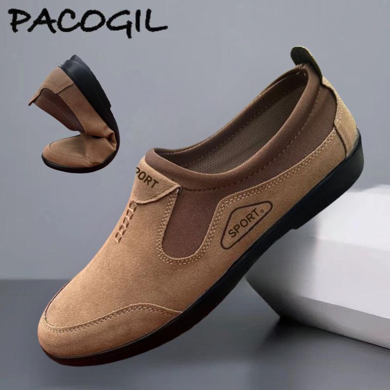 Large size men's shoes 2025 autumn new casual shoes low top fashion comfortable leather flannel driving shoes business hiking shoes