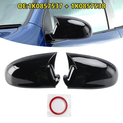 Coperture Nere Lucide per Specchietti Retrovisori Esterni Sinistro + Destro per VW Jetta 2005-2011