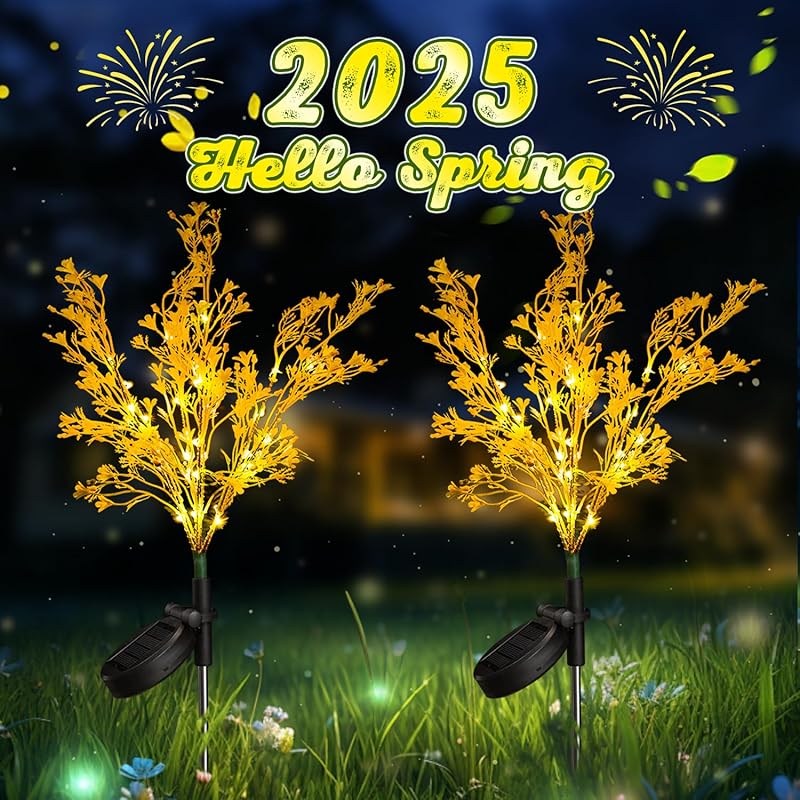 Neporal Garden Solar Lights Outdoor Waterproof IP65 4 Pack, Dusk to Dawn Golden Solar Flowers Solar Garden Lights Outdoor for Garden Decor Outdoor