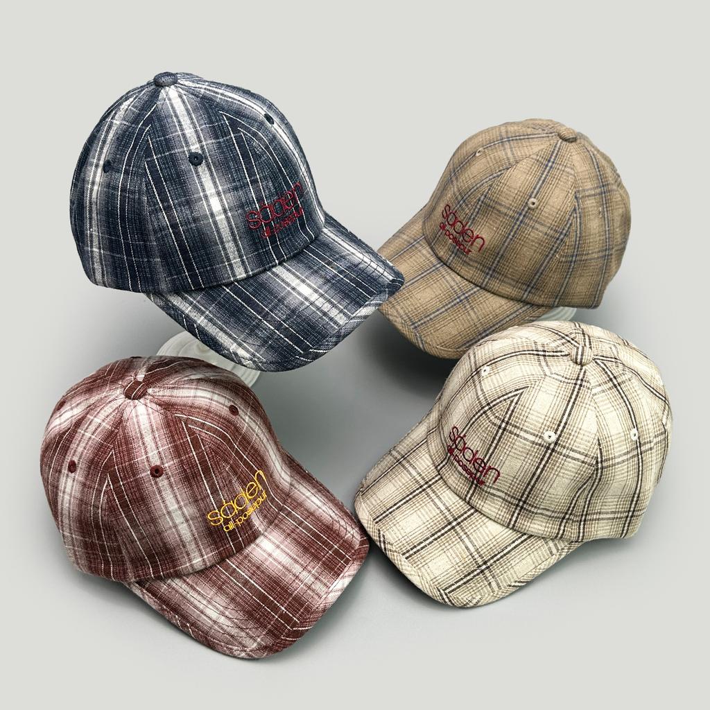 Vintage Plaid Letter Embroidery Baseball Cap Men'S And Women'S Shading College Style Color Matching Casual Fashion Cap