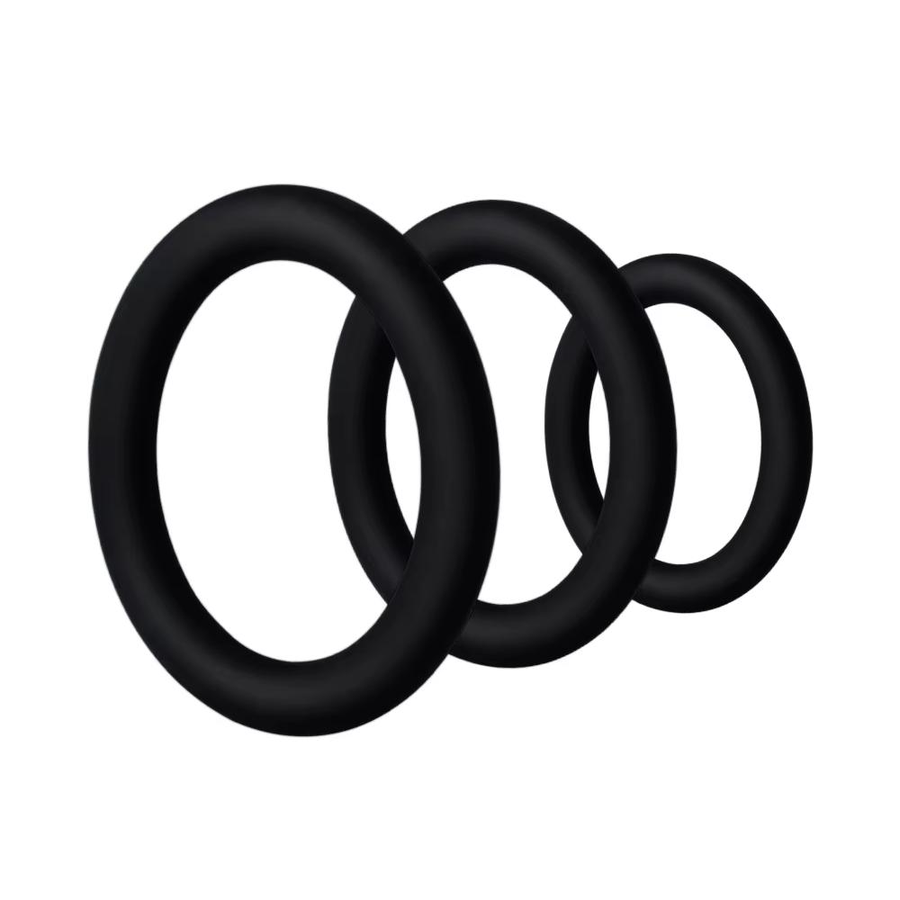 3Pcs Black Male Set Silicone Rubber Stretchy  Delay Ejaculation  Rings