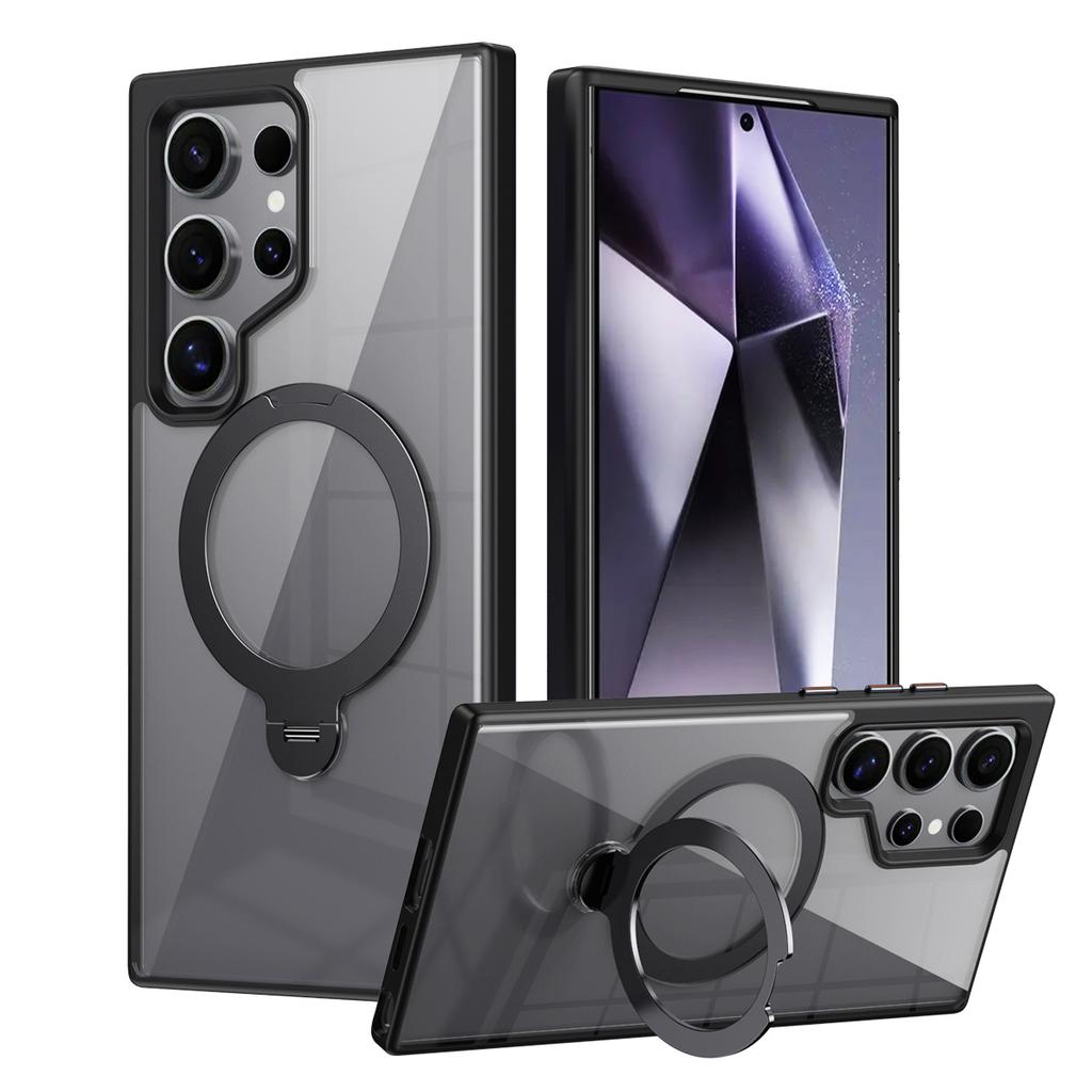 Suitable for Samsung S24ULTRA Mobile Phone Case Thin 360 Rotating Non Inductive Flat Bracket Magnetic Suction PC Sheath