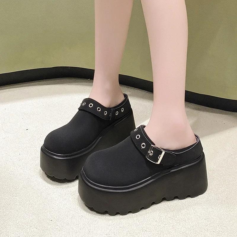 Mode 8CM Damen Pantoletten Plateau Flats Boston Clogs Sandalen Frühling Mode Outdoor Slip On Strand Sandalen Lässige Sportschuhe