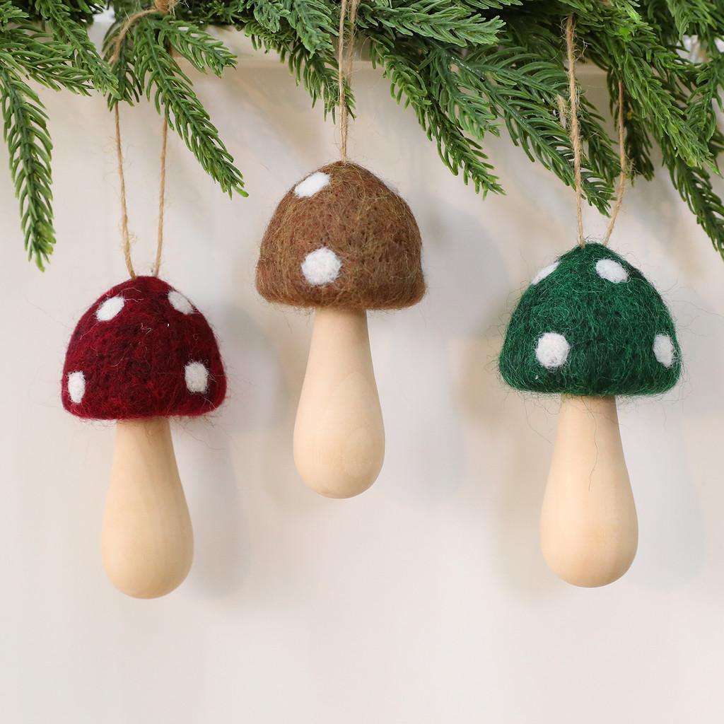 Christmas Mushroom Santa Claus Plush Felt Tree Ornament For Holiday Decor