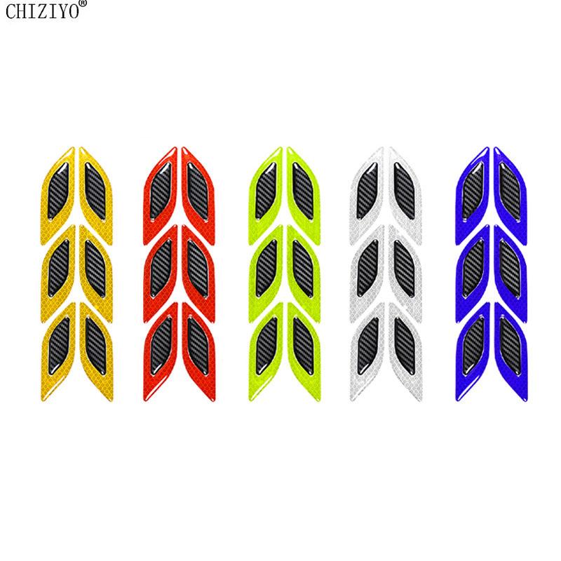 6Pcs/Set Car Reflective Strips Carbon Fiber Car Sticker Truck Auto Motorcycle Anti-Scratch Safety Warning Sticker 5 Colors