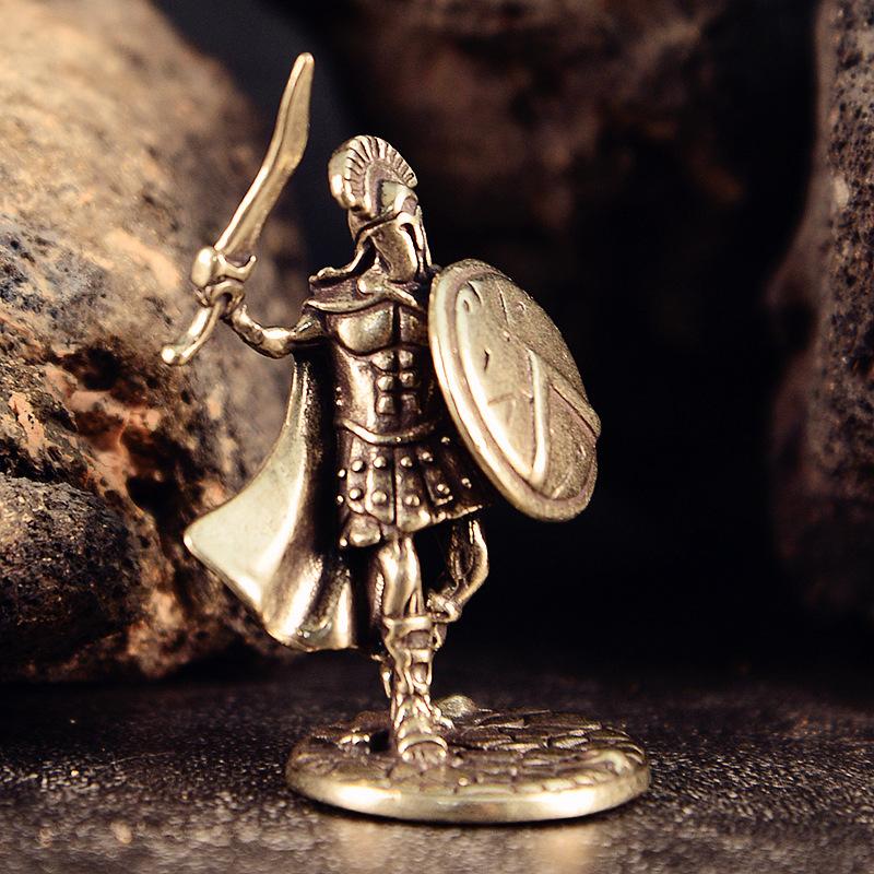 Vintage Brass Spartan Warrior Statue Twelve Types of Rome Soldier Models Figurine Game Props Desktop Ornaments Home Craft Decor
