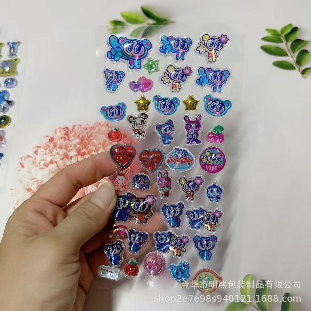 Interactive 3D Puffy Stickers Blue Angel - Resin Diy Decals For Japanese Style Decor, Play & Decorate