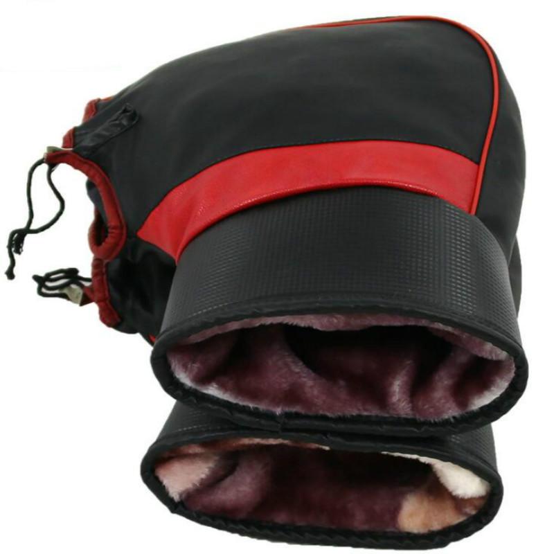 1 Pair Universal Motorcycle Gloves Bike Handle Bar Gloves Pu Leather Winter Warm Scooter Bike Windproof Handle Bar Protector