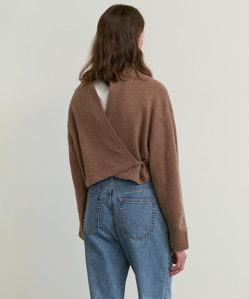 STEP AROUND Cashmere Crop Collar Knit_Cinammon