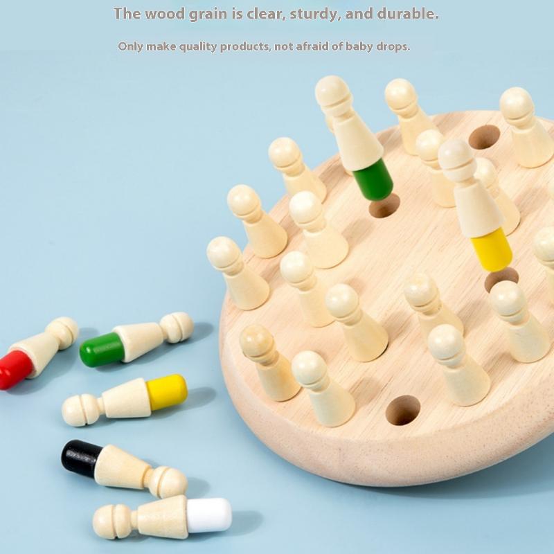 1 Set Streichholzfarben-Memory-Matching-Puzzles Eltern-Kind-Interaktion Lernspielzeug Holz-Memory-Schachbrettspiel für Kinder