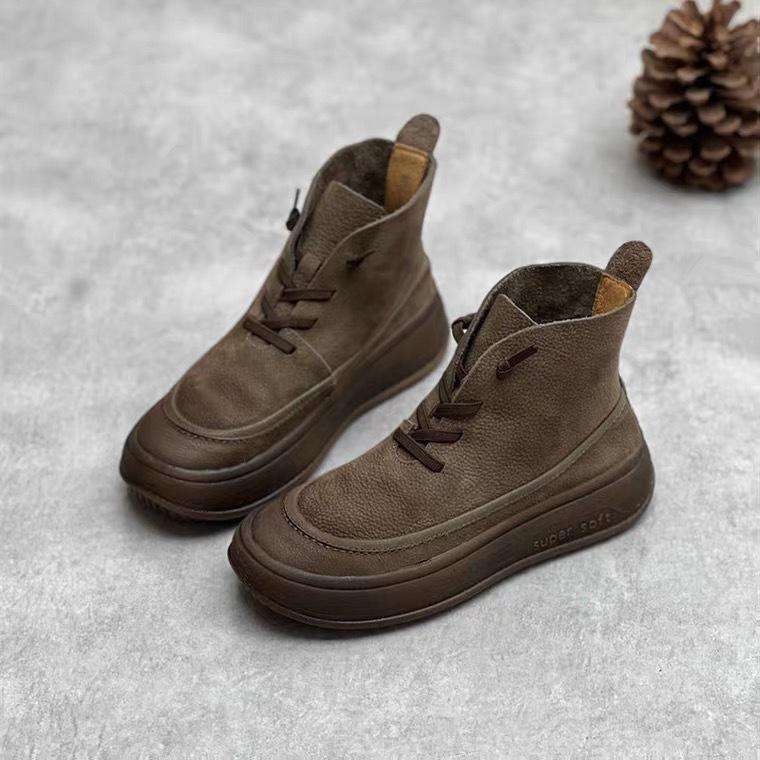 Leather Martin boots autumn and winter new handmade thick-soled women's boots top layer cowhide casual short boots