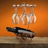 Wine Glass Rack & Bottle Holder, 2-Tier Iron Freestanding Wine Rack, Rustic Vintage Bottle Holder, Countertop Home Bar Decor