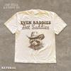 Cowboy Raccoon Western Graphic Tee, Even Baddies Get Saddies Shirt, Funny Sarcastic Top, Vintage Animal Print, Gift for Her