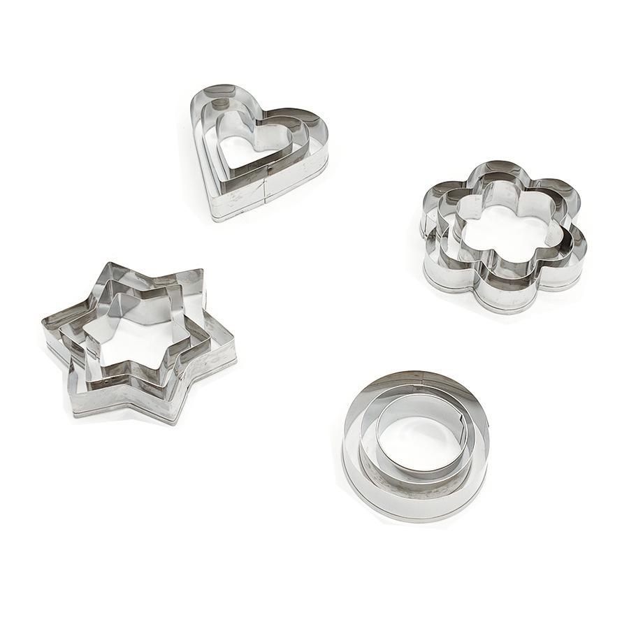 Heart Star 12-Piece Stainless Steel Cake & Cookie Cutter Mold Set
